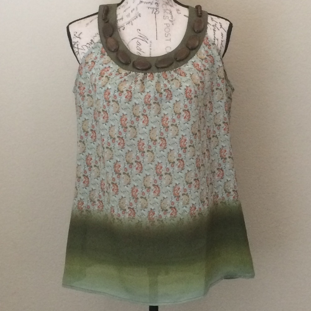 Piano Embellished Neck Tank Top Blouse